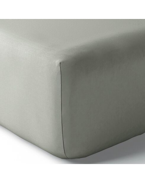 Drap housse en percale de coton bonnet 30 cm ardoise