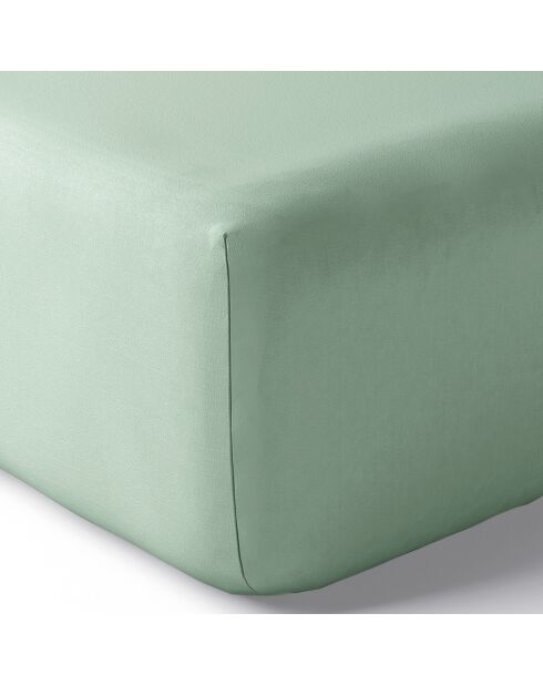 Drap housse en percale de coton bonnet 30 cm celadon