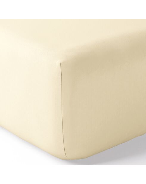 Drap housse en percale de coton bonnet 30 cm ivoire