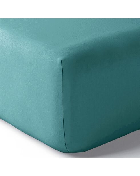 Drap housse en percale de coton bonnet 30 cm paon