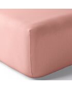 Drap housse en percale de coton bonnet 30 cm rose poudré