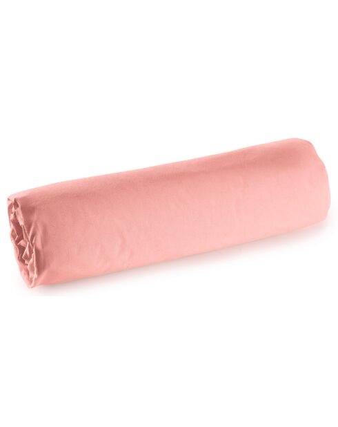 Drap housse en percale de coton bonnet 30 cm rose poudré