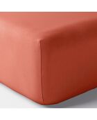 Drap housse en percale de coton bonnet 30 cm terracotta