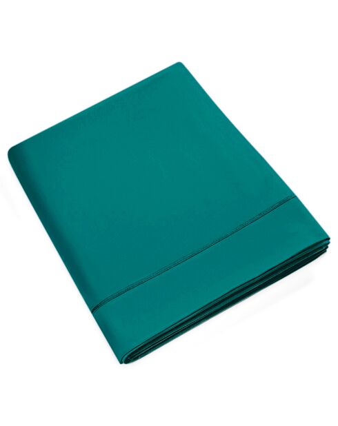 Drap Plat en percale de coton paon