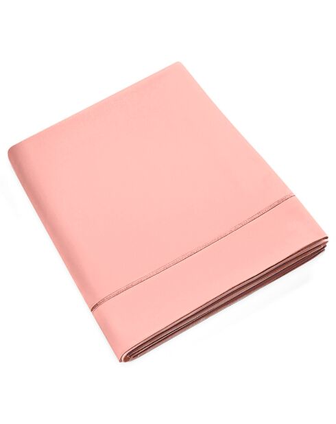 Drap Plat en percale de coton rose poudré