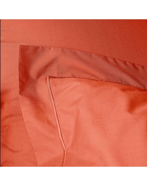 Taie d'oreiller en percale de coton terracotta