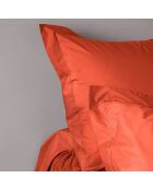 Taie d'oreiller en percale de coton terracotta