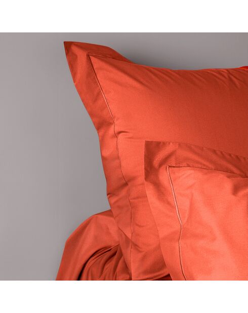 Taie d'oreiller en percale de coton terracotta