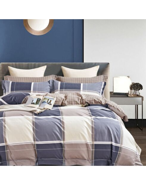 Parure housse de couette imprimée en percale de coton cozy plaid