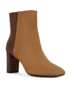 Bottines en Cuir & Velours de Cuir Pheby 80 cognac - Talon 8 cm