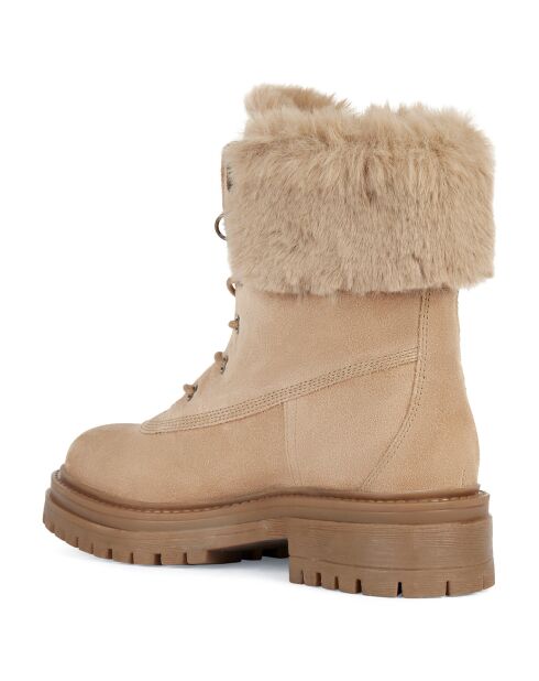 Boots en Velours de Cuir fourrées Iridea toffee/beige