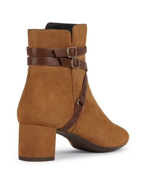 Bottines en Velours de Cuir Pheby 50 cognac - Talon 5 cm