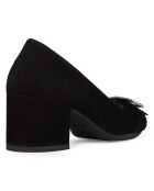 Escarpins en Velours de Cuir Eleana noirs - Talon 6 cm