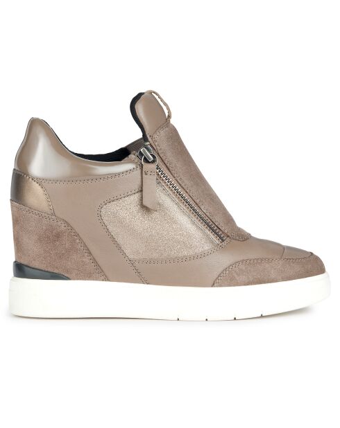 Baskets en Velours de Cuir Maurica taupe foncé - Talon 8 cm