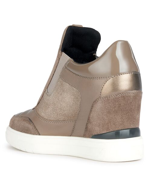 Baskets en Velours de Cuir Maurica taupe foncé - Talon 8 cm
