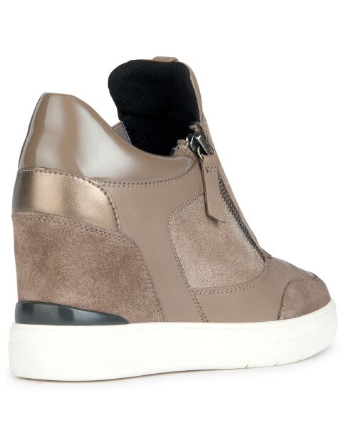 Baskets en Velours de Cuir Maurica taupe foncé - Talon 8 cm