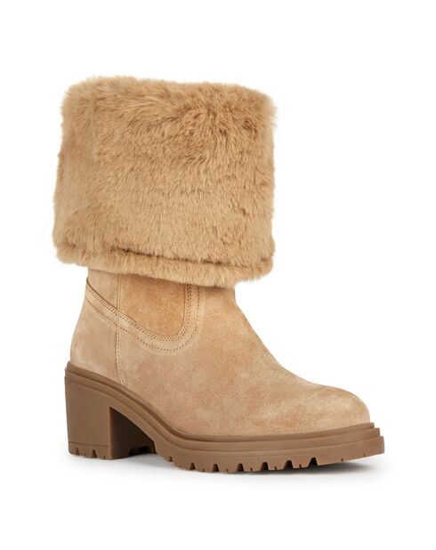 Boots en Velours de Cuir Damiana toffee/beige - Talon 6.5 cm