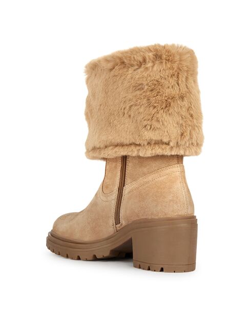 Boots en Velours de Cuir Damiana toffee/beige - Talon 6.5 cm