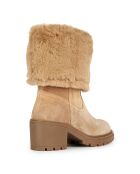 Boots en Velours de Cuir Damiana toffee/beige - Talon 6.5 cm