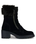 Boots en Velours de Cuir Damiana noires - Talon 6.5 cm