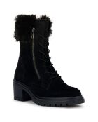 Boots en Velours de Cuir Damiana noires - Talon 6.5 cm