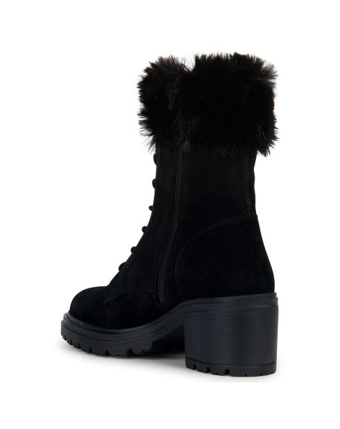 Boots en Velours de Cuir Damiana noires - Talon 6.5 cm