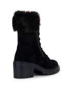 Boots en Velours de Cuir Damiana noires - Talon 6.5 cm