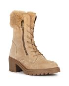 Boots en Velours de Cuir Damiana toffee/beige - Talon 6.5 cm