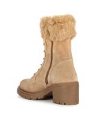 Boots en Velours de Cuir Damiana toffee/beige - Talon 6.5 cm