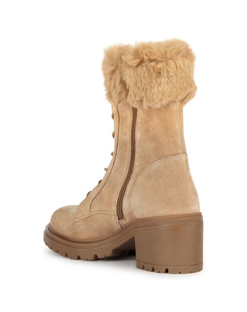 Boots en Velours de Cuir Damiana toffee/beige - Talon 6.5 cm