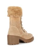 Boots en Velours de Cuir Damiana toffee/beige - Talon 6.5 cm