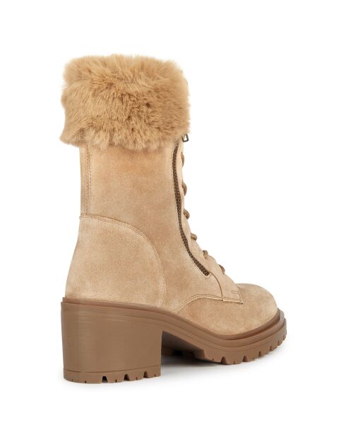 Boots en Velours de Cuir Damiana toffee/beige - Talon 6.5 cm