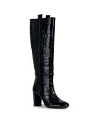 Bottes en Cuir Pheby 80 noires - Talon 8 cm