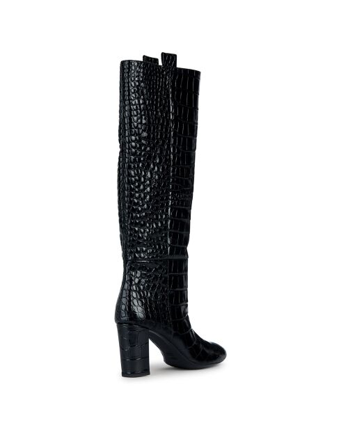 Bottes en Cuir Pheby 80 noires - Talon 8 cm