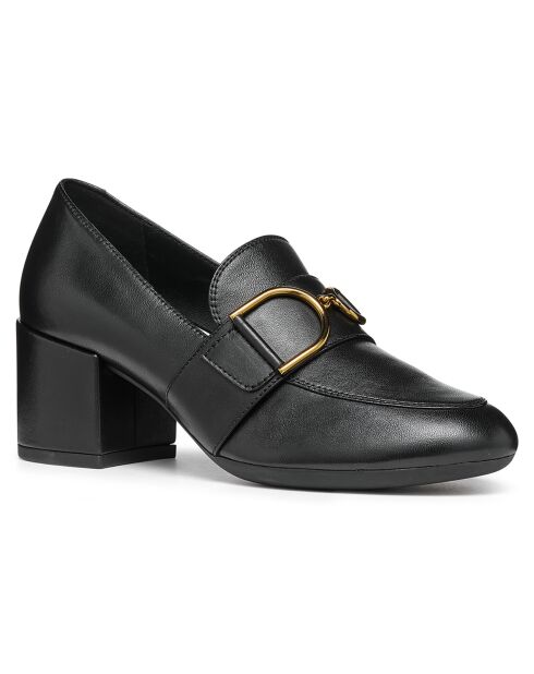 Mocassins en Cuir Eleana noirs - Talon 6 cm