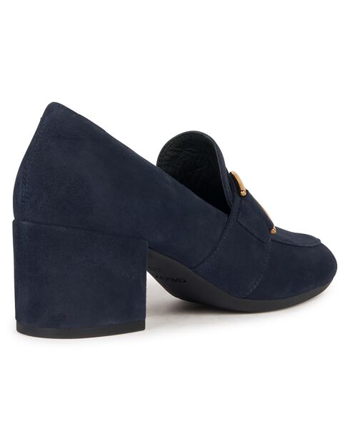 Mocassins en Velours de Cuir Eleana jean foncé - Talon 6 cm