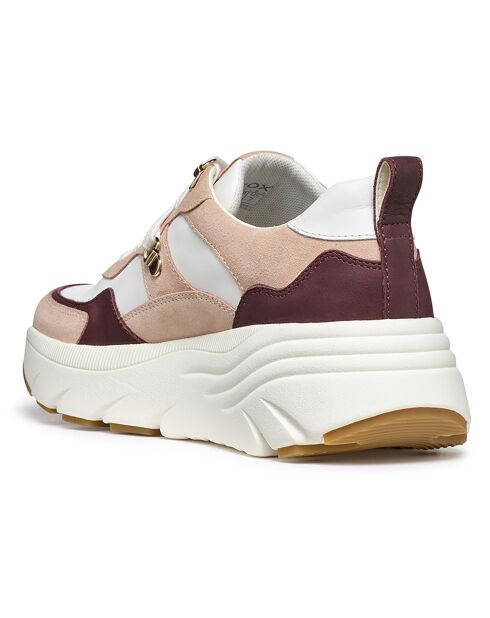 Baskets en Cuir Diamanta blanc/nude - Talon 5.5 cm