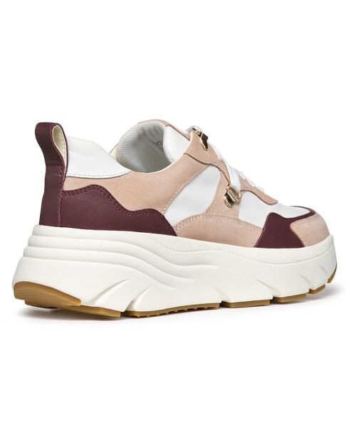 Baskets en Cuir Diamanta blanc/nude - Talon 5.5 cm