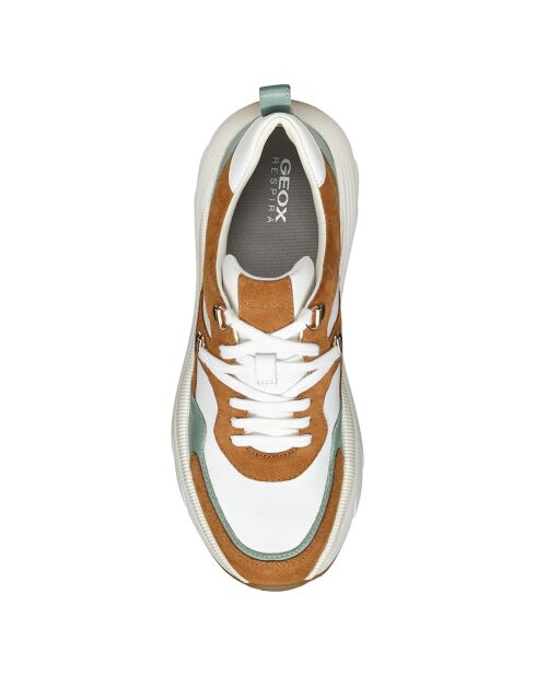 Baskets en Cuir Diamanta blanc/cognac - Talon 5.5 cm