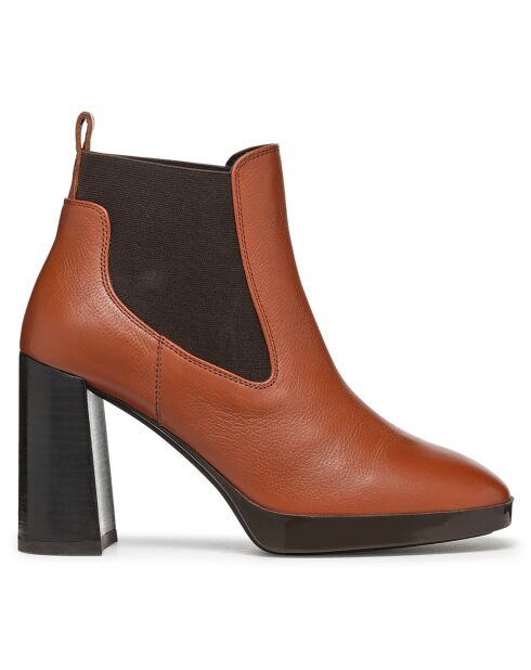 Chelsea Boots en Cuir Teulada brandy/coffee - Talon 9.5 cm