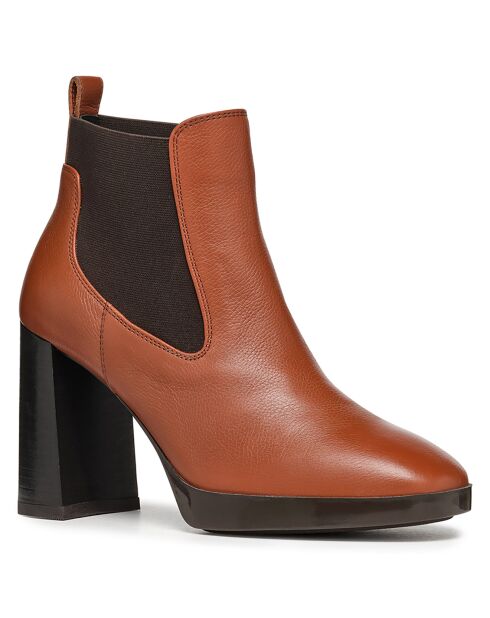 Chelsea Boots en Cuir Teulada brandy/coffee - Talon 9.5 cm