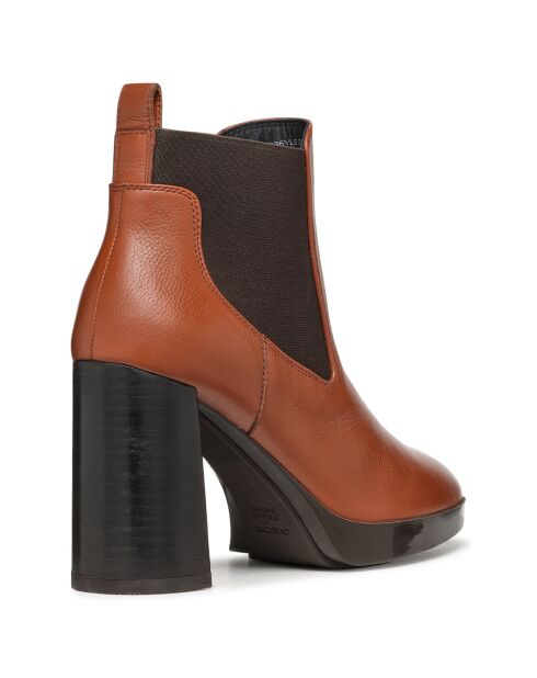 Chelsea Boots en Cuir Teulada brandy/coffee - Talon 9.5 cm