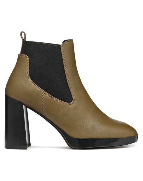 Boots en Cuir Teulada olive/noir - Talon 9.5 cm