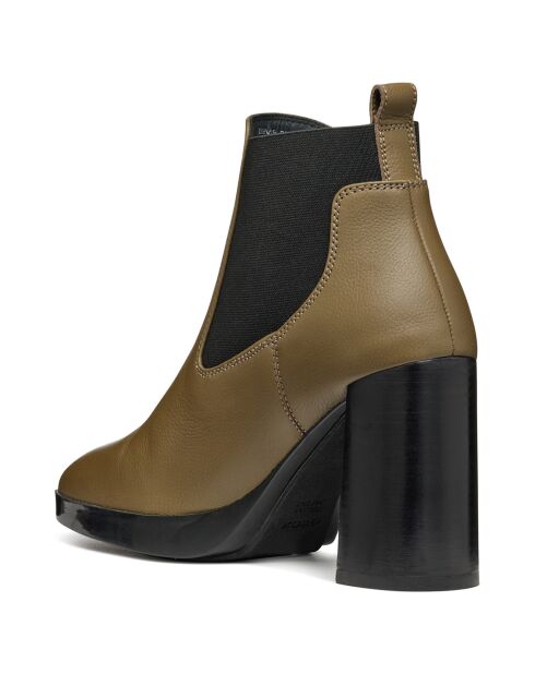 Boots en Cuir Teulada olive/noir - Talon 9.5 cm