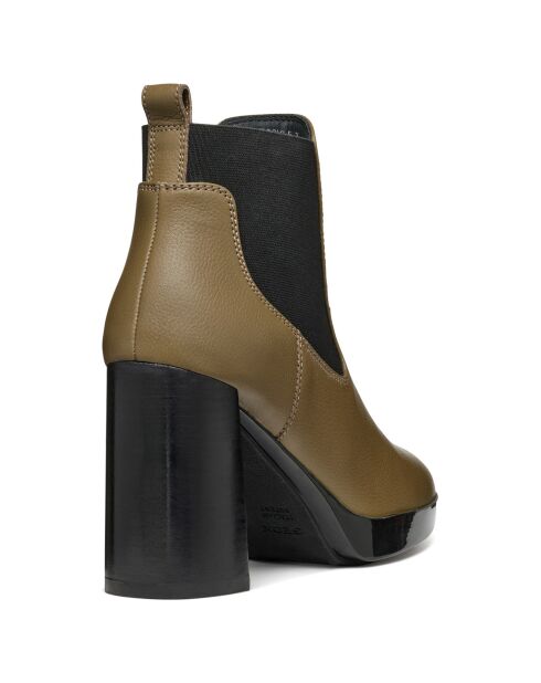 Chelsea Boots en Cuir Teulada olive/noir - Talon 9.5 cm