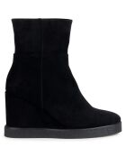 Boots en Velours de Cuir Elidea noires - Talon 9 cm