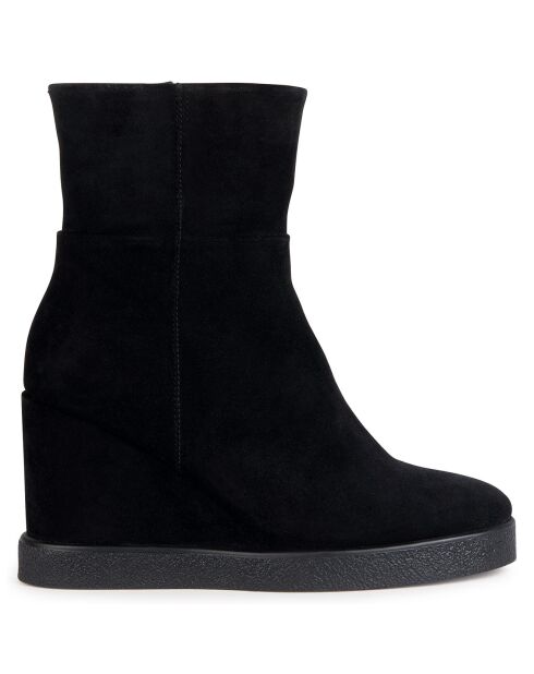 Boots en Velours de Cuir Elidea noires - Talon 9 cm