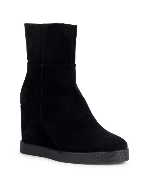 Boots en Velours de Cuir Elidea noires - Talon 9 cm