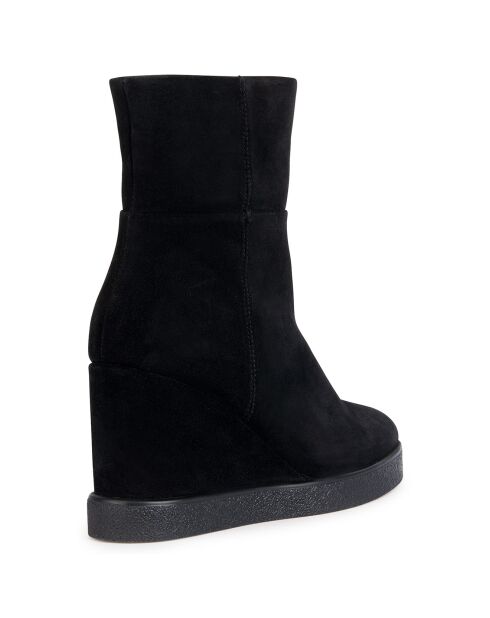 Boots en Velours de Cuir Elidea noires - Talon 9 cm