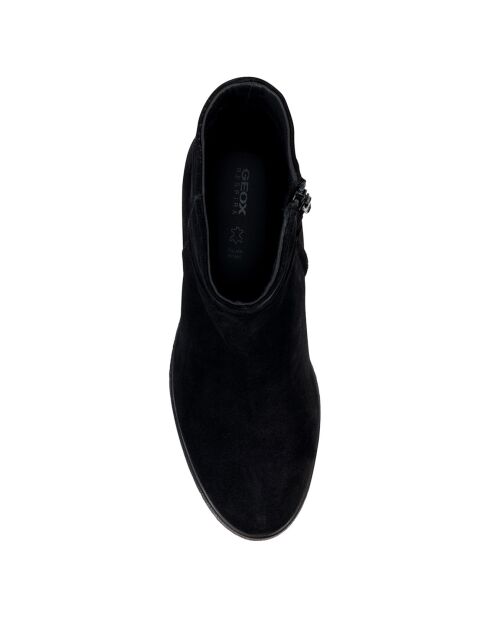 Boots en Velours de Cuir Elidea noires - Talon 9 cm